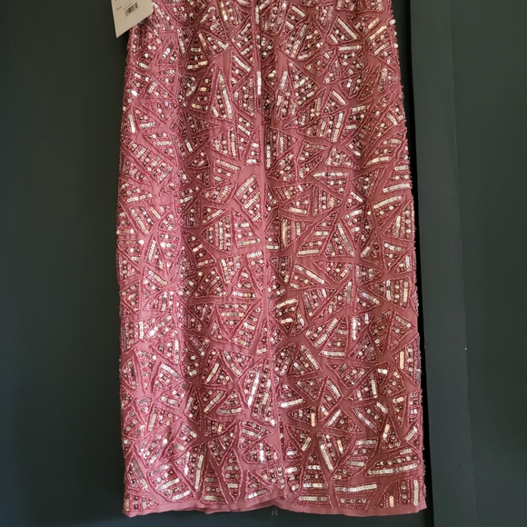 NWT Mac Duggal 93550 Pink Sleeveless Geometric Sequin Beaded Midi Dress Size‎ 4 - Picture 9 of 16